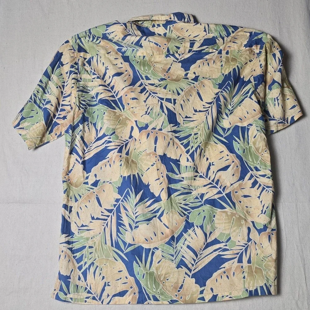 Tori Richard Hawaiian Shirt XL Short Sleeve 100% Cotton Blue/Green Leaves USA - Picture 10 of 16